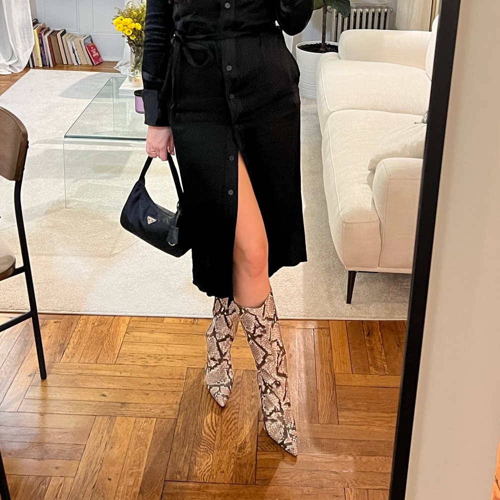 Snake Skin Print Heeled Boots